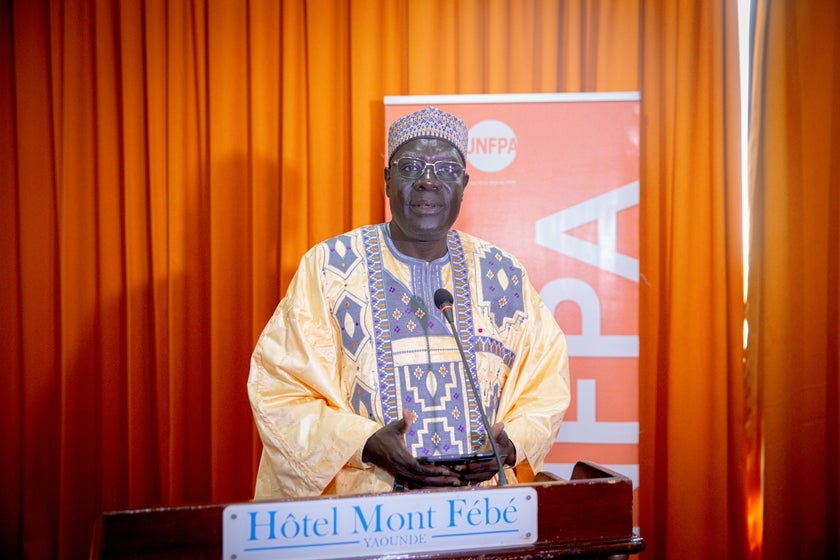Minister Mounouna Foutsou giving his speech. Photo: UNFPACameroon/May 2025