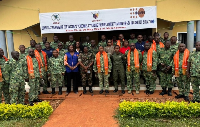 Les Forces de Défense et de Sécurité camerounaises engagées dans la prévention des violences sexuelles en situation de conflits.