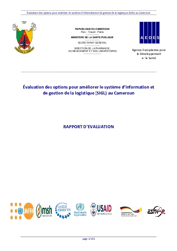 Évaluation des options pour améliorer le système d’information et de gestion de la logistique (SIGL) au Cameroun