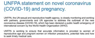 UNFPA statement on novel coronavirus (COVID-19) and pregnancy.